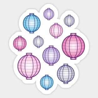 Lanterns | Mid Autumn Festival | Blue Pink Purple | White Sticker